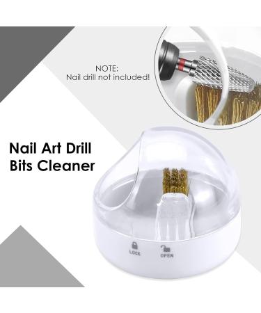 AMAZDIP Nail Drill Bits Cuticle Cleaner Case Tool - 2-in-1 Steel Wire & Nylon Brush for Carbide/Ceramic Bits - White - Buy Online on GoSupps.com