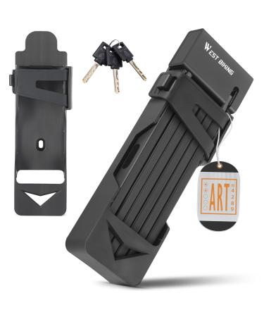 Hongyea folding lock bicycle lock 100cm bicycle lock high safety with bracket & 3 keys bicycle folding lock for e bike scooter MTB trekkingrad racing bike motorcycle black