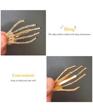 Rhinestone Skeleton Hand Hair Clip Set - Halloween Punk Rock Hairpin for Women & Girls - 4 Pack - Buy Online on GoSupps.com