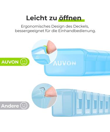 Auvon 7-Day Pill Organizer Box - BPA-Free Vitamin & Medication Storage - Improved Open Design - Portable Blue Box for Fish Oil & Supplements - Buy Online on GoSupps.com