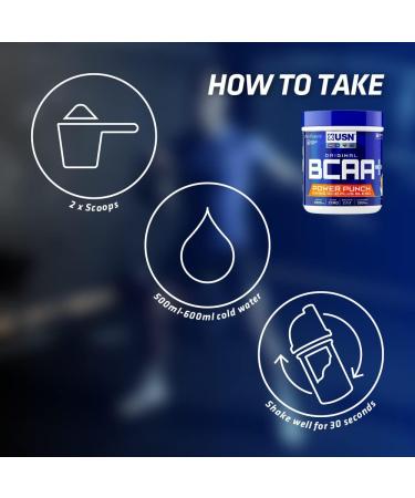 USN BCAA Power Punch Watermelon 200g - Intra Workout Amino Drink with Vitamin B6 | 18 Servings - Buy Online on GoSupps.com