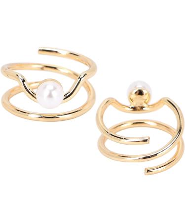 Pearl Fingernail Opening Ring Adjustable Size Finger Tip Ring Nail Art Charms Accessories for Parties Weddings Business Event Birthday(Gold) - Buy Online on GoSupps.com