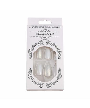 Brishow Snow Glitter White Press On Nails - 24 Short Ballerina Acrylic Fake Nails for Women & Girls | Easy Stick-On Artificial Nails - Buy Online on GoSupps.com
