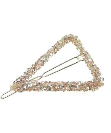 Ladies Girls Stencil Diamante Triangle Geometric Crystal Hair Barrette Slide Clip (Pink)