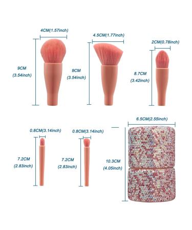 Buy XhuangTech 5Pcs Makeup Brush Set Premium Synthetic Brushes with Bling Rhinestone Case for Flawless Foundation Powder and Eye Makeup (Pink) International Shipping Available - Buy Online on GoSupps.com