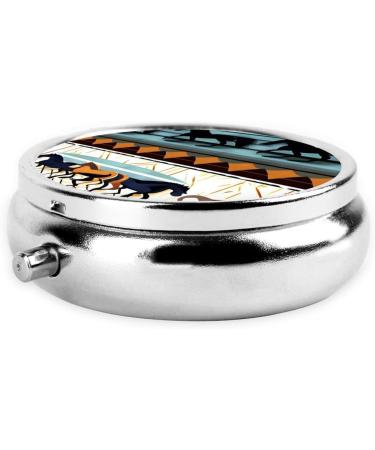 Horse Stripes Pattern Round Pill Box - 3 Compartments Portable Organizer for Purse & Pocket | Travel-Friendly Pill Box - Buy Online on GoSupps.com