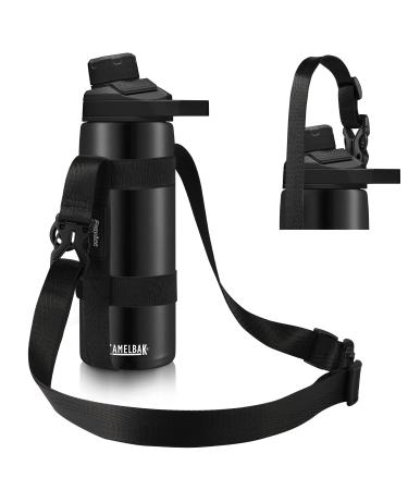 EasyAcc Water Bottle Handle Shoulder Strap, for 12oz - 64 oz Hydro Flask Wide Mouth Water Bottles and Universal Water Bottles, with Carabiner, for Walking Hiking Camping (Bottle Excluded) Full Black - XL Size
