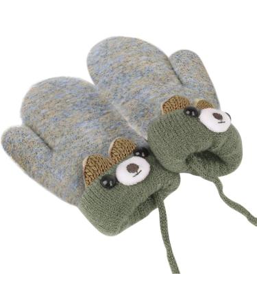 Cozy Toddler Winter Gloves with String | 1-3Yrs | Grey/Bear Print - Buy Online on GoSupps.com