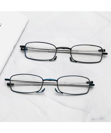 MMOWW Foldable Reading Glasses for Men & Women Telescopic Anti-Blue Light Zipper Keychain Black & Blue (+1.0) - Buy Online on GoSupps.com