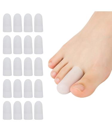 20 Pieces Gel Toe Cap, Silicone Toe Protector, Toe Guards for Feet, Protect Toe and Provide Relief from Corns, Callus, Blisters, Hammer Toes, Ingrown Toenails, Toenails Loss - Size Small 20 Count (Pack of 1) White