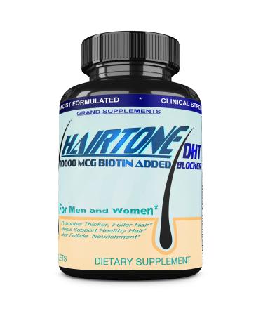 HAIRTONE DHT Blocker Hair Strengthening Formula Help Decrease Hair Thinning and Loss with Added Biotin and Hair Vitamins. 30 Day Supply