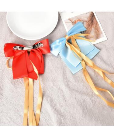 Ribbon Bowknot Hair Clips With Long Tail Hair Bow Barrettes for Cosplay Hair Bow Clip Ribbon Hair Accessories for Girls Women Birthday Christmas Gifts for Daughter Sister - Buy Online on GoSupps.com