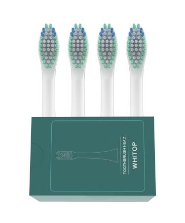 WHITOP Adults Sonic Electric Toothbrush Replacement Brush Heads for CD-02 CD-04 CD-06 CD-10 CD-11 CD-13 CD-14 Daily Cleaning Type Bristles Round Interface 4 Pack C69 White