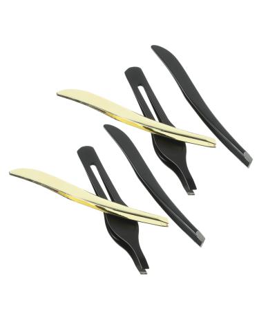 Angoily 2 Sets Metal Eyebrow Slant Tip Tweezers Stainless Steel Eyebrow Clip Stainless Steel Eyebrow Tweezer Eyebrow Clip Tweezers Eyebrow Clips Splinter Tweezers Miss Make up Makeup Tools