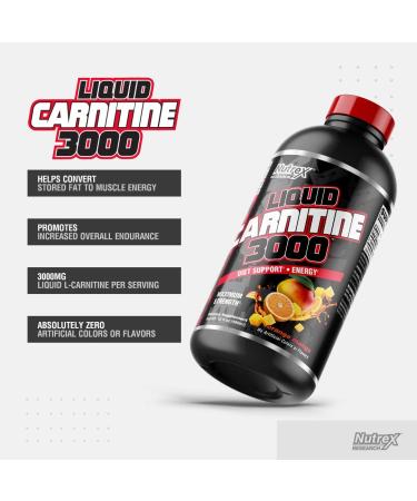 Nutrex Liquid Carnitine 3000 - Orange Mango, 16 fl oz | Boost Energy & Weight Loss - Buy Online on GoSupps.com