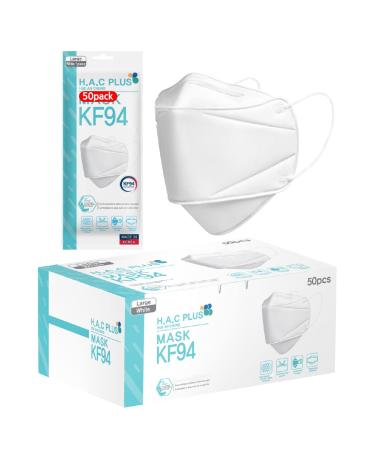 H.A.C PLUS KF94 face mask - White - 50 Pack