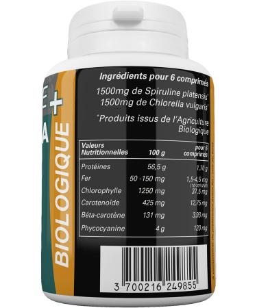 Spirulina + Chlorella Organic 500mg - 250 Tablets - Buy Online on GoSupps.com