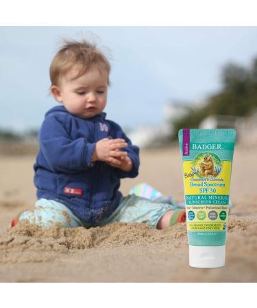 Badger Baby Sunscreen SPF 30 PA+++ - Chamomile & Calendula, 2.9 fl oz - Natural Protection - Buy Online on GoSupps.com