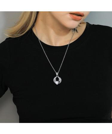 U7 Women's Cremation Urn Necklace - Celtic Knot Dog Feet Wing & Crucifix - Stainless Steel Pendant for Ashes - Adjustable Burial Jewelry for Men - 04 Silver - Buy Online on GoSupps.com