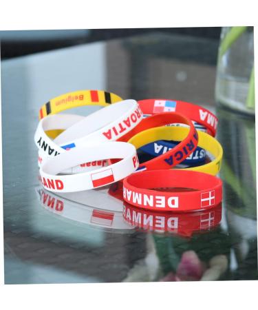 Milist 12 Stk Denmark Flag Silicone Bracelets | Custom Sporty Rubber Straps | Football Country Arm Tape - Buy Online on GoSupps.com