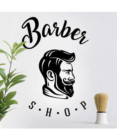 Barber Shop Wall Sticker Art Salon Decor Hair Beauty Sign Pole Man Vinyl Decoration Mural Barbershop Signs face Beard Style Hairdresser Logo Haircut Stylist Hairdressing Hairstyle Quote Window Decal