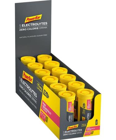 Powerbar 5 Electrolytes Pink Grapefruit 12x10Tabs - Effervescent tabs providing the electrolytes + 75 mg caffeine - Buy Online on GoSupps.com