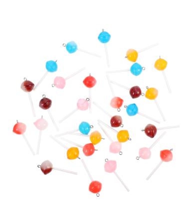 30 Pcs Lollipop Pendant Keychain Key Fob Lollipops Dessert Resin Charm Fashion Pendant Cartoon Cake 4.50X1.50X1.50CM Random Color