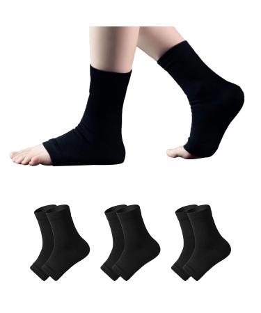 3 PCS Neuropathy Socks Ankle Compression Sleeve for Women or Men Ankle Support For Ankle For Swelling  Plantar Fasciitis Sprain Neuropathy Brace For Women And Men L/XL Black