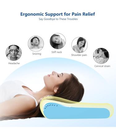 ZAMAT - Contour Memory Foam Pillow for Neck Pain Relief  - Adjustable Ergonomic Cervical Pillow for Sleeping Orthopedic Neck Pillow with Washable Cover -Blue 24*15*4.7 - Buy Online on GoSupps.com