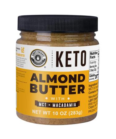 Keto Almond Butter with MCT Oil and Macadamia Nuts. No Sugar Added, Low Carb Nut Butter 10oz | Perfect Fat Bomb for the Ketogenic Diet