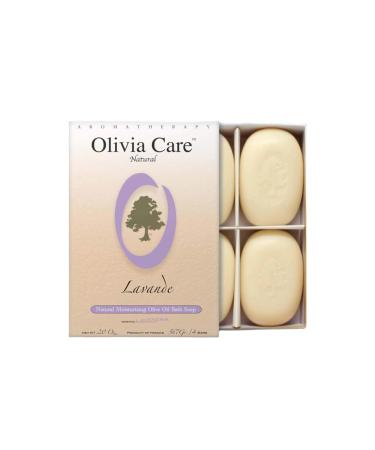 Olivia Care Bath & Body Bar Soap 100% Natural Ingredients Organic Vegan For Face & Body Cold-pressed Triple-Milled Infused Calcium & Vitamins - Lavender Bar Soap-4 pack - 4 X 5 oz