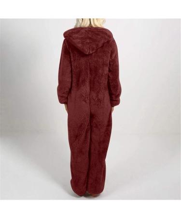 Haiorziyou Women's Winter Jumpsuit - Fluffy Hooded Fleece Pajamas Cuddly Teddy Onesie Soft Warm Overall 5XL - Buy Online on GoSupps.com