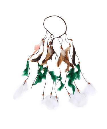 Boho Layered Feather Headband | Tribal Hair Accessories for Women & Girls | Green Halloween Decoration - Buy Online on GoSupps.com