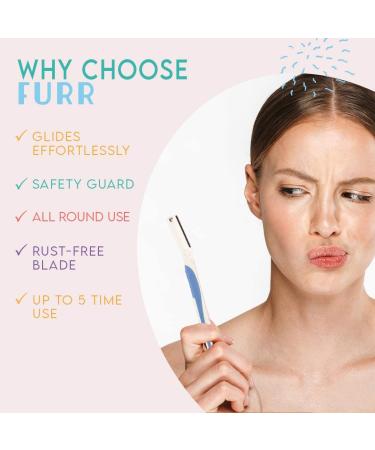 FURR By Pee Safe Women's Facial Razor - Pack of 4 | Safe & Effortless Shave | Each Razor Lasts Up to 5 Uses - Buy Online on GoSupps.com