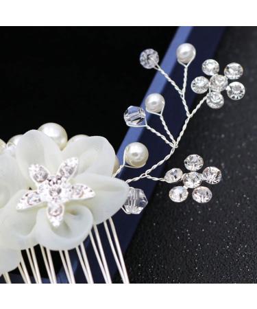Cubahop Bride Wedding Flower Hair Comb Slides Silver Bridal Crystal Hair Accessories Rhinestones Floral Headpieces for Women and Girls - Buy Online on GoSupps.com