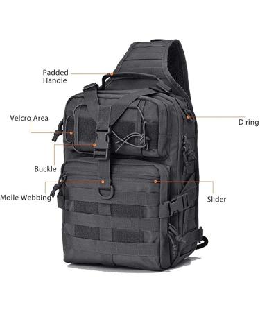 Tactical Black Sling Bag Pack - Military Rover Shoulder Backpack for EDC Molle Assault Range - Buy Online on GoSupps.com