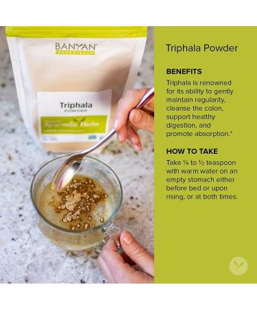 Banyan Botanicals Triphala Powder 8oz - Organic Amla, Haritaki & Bibhitaki Blend for Daily Detox & Rejuvenation - Non-GMO & Sustainably Sourced - 1lb Pack - Buy Online on GoSupps.com