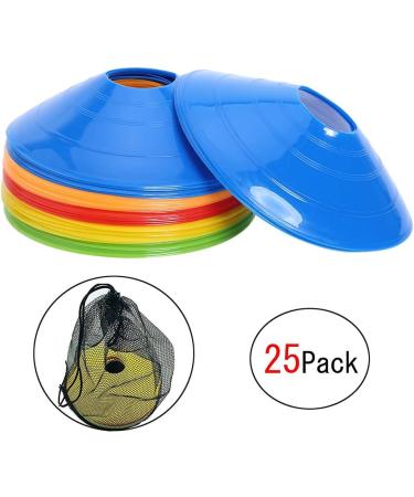 25 Pcs Pro Disc Cones with Carry Bag - Agility Training Cones for Soccer, Football, Basketball & More (5 Colors) - Buy Online on GoSupps.com