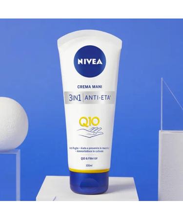  NIVEA Nivea 3-in-1 Anti-Aging Hand Cream with Q10 and UV Filters Anti-Wrinkle Moisturizing Lotion Prevents Spots Softens Cuticles 4 x 100ml Bottles - Buy Online on GoSupps.com