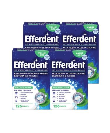 Efferdent Plus Mint Anti-Bacterial Denture Cleanser Tablets 126 ct. (Pack of 4) 126 Count (Pack of 4)