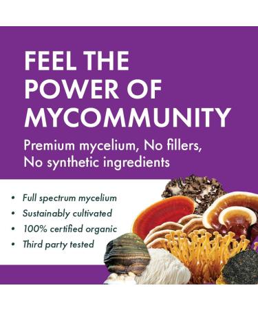 Host Defense MyCommunity Capsules Comprehensive Immune Support with 17 Mushroom Supplements Lion's Mane Chaga Mushroom Reishi Cordyceps Turkey Tail Certified Organic Vegetarian Capsules 60 count (Pack of 1) - Buy Online on GoSupps.com
