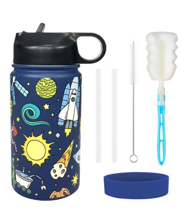 rickyh style Kids Water Bottle with Straw Lid Insulated Stainless Steel Reusable Tumbler Gifts for School  Toddlers  Girls  Boys 14oz 08YZHOU