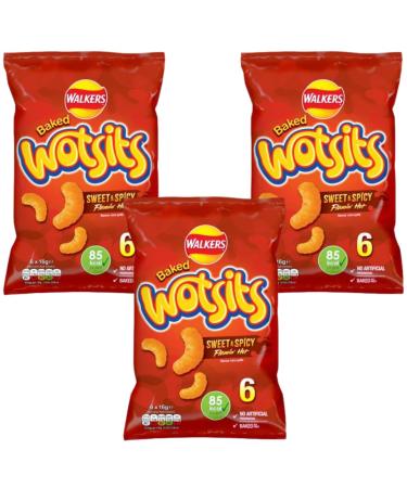 Crisps Bundle With Wotsits Sweet & Spicy Flamin Hot Multipack Snacks 6x16g (3 Pack)