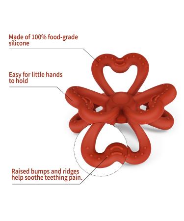 Haakaa Silicone Clover Teether Silicone Teething Toys for Babies Soft & Easy Hold Chew Toy for Infant BPA Free - Copper - Buy Online on GoSupps.com