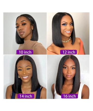 AKCSWO 10 Inch Human Hair Frontal Bob Wig | 150% Density Black Lace Front Short Bob Wig | Pre-Plucked Straight Hair - Buy Online on GoSupps.com