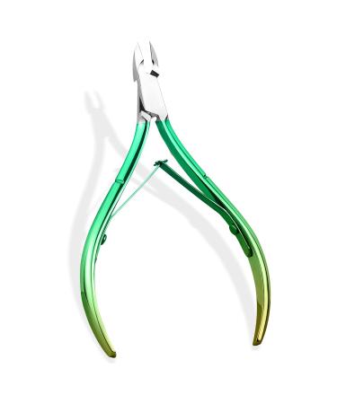 Nail skin pliers professional nail skin remover nail skin shears stainless steel skin scissors sharp cut fine for removal of excess torn skin on fingers and toes green color gradient