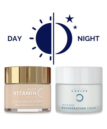 Noche Y Dia Day & Night Moisturizing Bundle - Vitamin C Face Cream & Caviar Face Cream - Buy Online on GoSupps.com