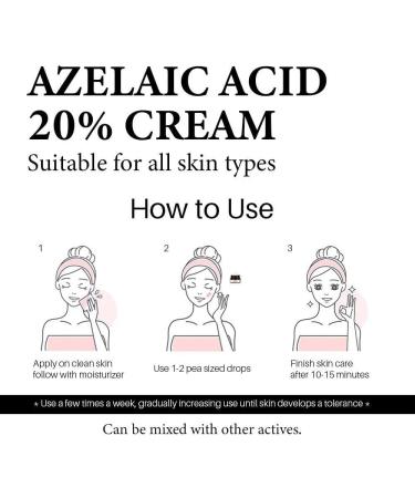 20% Azelaic Acid Serum Cream Azelaic Acid Cream Face Serum Skin Care Beauty with Niacinamide & Vitamin C Reduces Blackheads Acne Rosacea - Buy Online on GoSupps.com