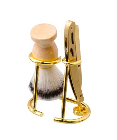 Perfk wet shaving set shaving brushes durable premium grade cleaning tools nylon bristles for anniversaries birthdays festivals gold