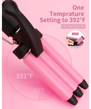 Mini 3 Barrel Curling Iron for Short Hair - Portable Ceramic Hair Waver - Pink 0.5 Inch - Buy Online on GoSupps.com